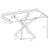 Carmelo - X-Shaped Dining Table - Chrome And Clear