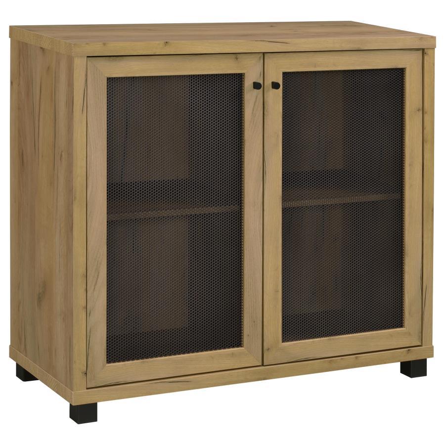 Mchale - Accent Cabinet With Two Mesh Doors - Golden Oak