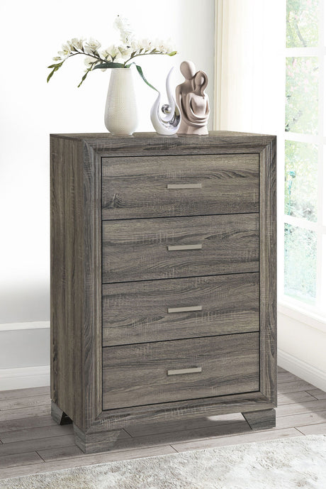 Wright - 4-Drawer Chest Of Drawers - Brown Oak