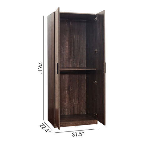 Willow 2 Door Wood Closet With Shelf Storage Function - Gray