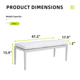 Outdoor Patio Stationary Bench With Sunbrella Fabric Cushion - Grayish