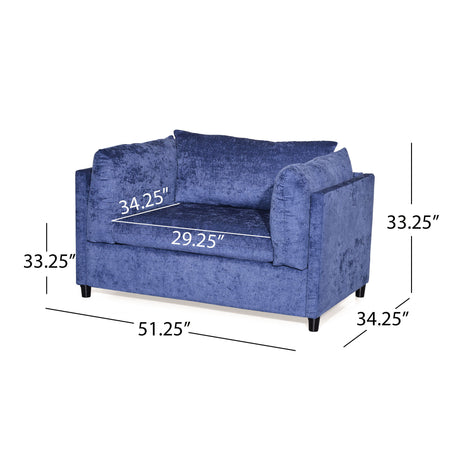 Modern Club Chair With Textured Upholstery And Pillow Accents - Navy Blue
