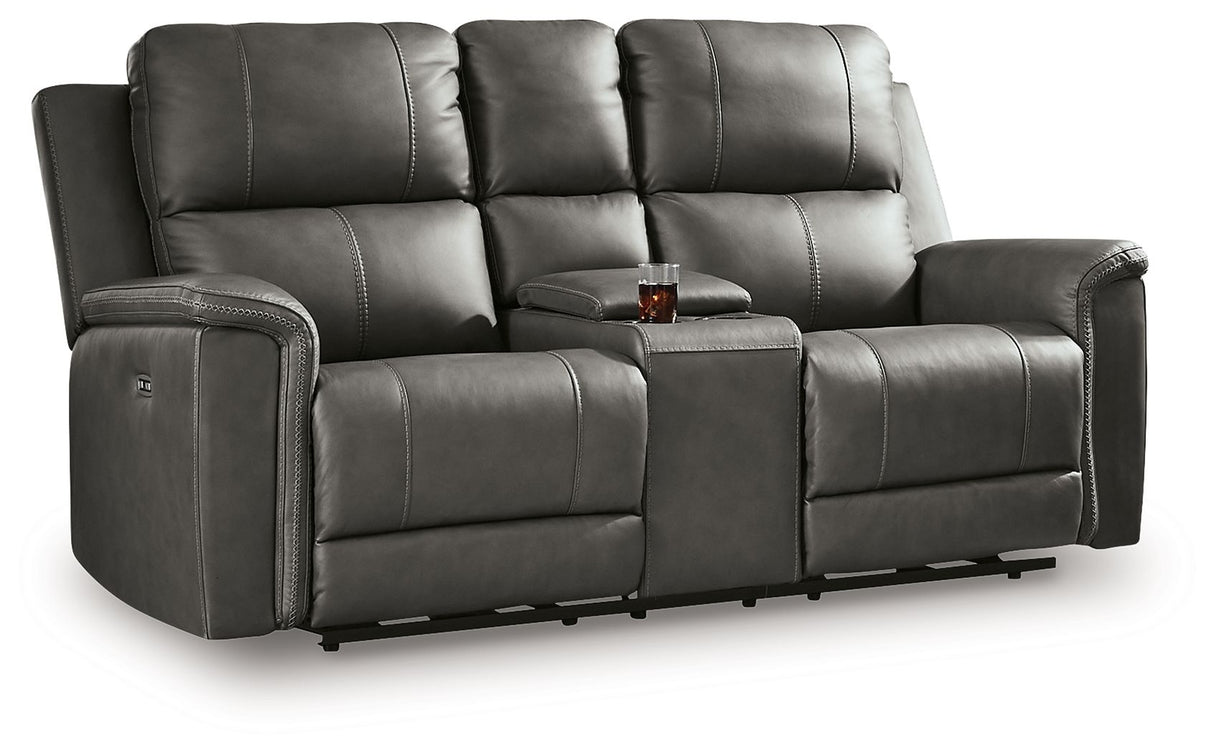 Bleckley - Anchor - Power Reclining Loveseat With Console / Adjustable Headrest