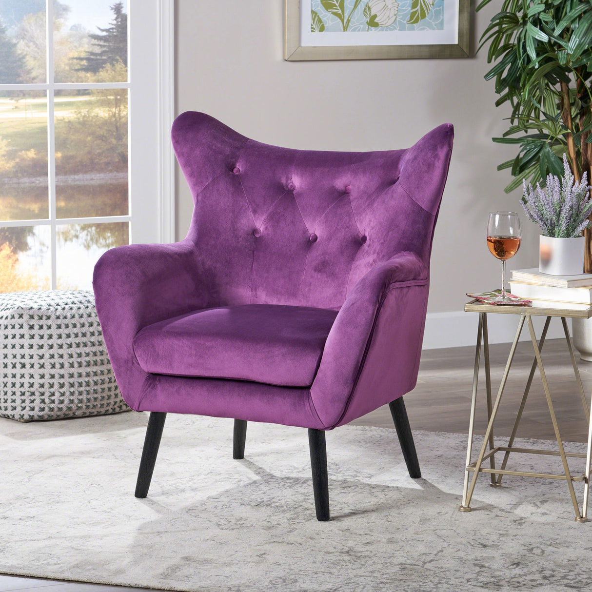 Alyssa - Mid Century Upholstered Arm Chair With Wingback Design
