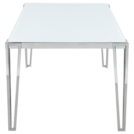 Pauline - Rectangular Dining Table With Metal Leg - White And Chrome