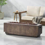 Wellington Square Iron Fire Pit With Wood Pattern Design And 50,000 Btu Output