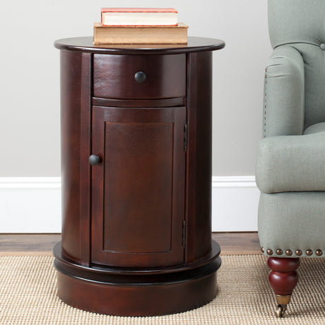 TABITHA SWIVEL ACCENT TABLE/DARK CHERRY