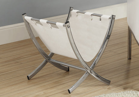 Magazine Rack Standing Organizer Storage Leather Look - White