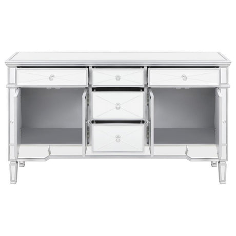 Duchess - 5-Drawer Mirrored Storage Accent Cabinet - Silver