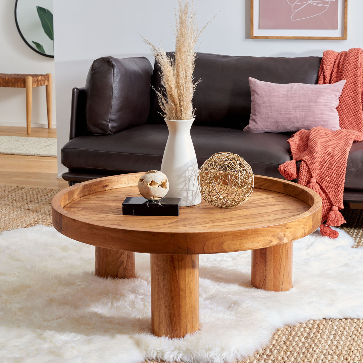 MEEK 3 LEG ROUND COFFEE TABLE /  NATURAL