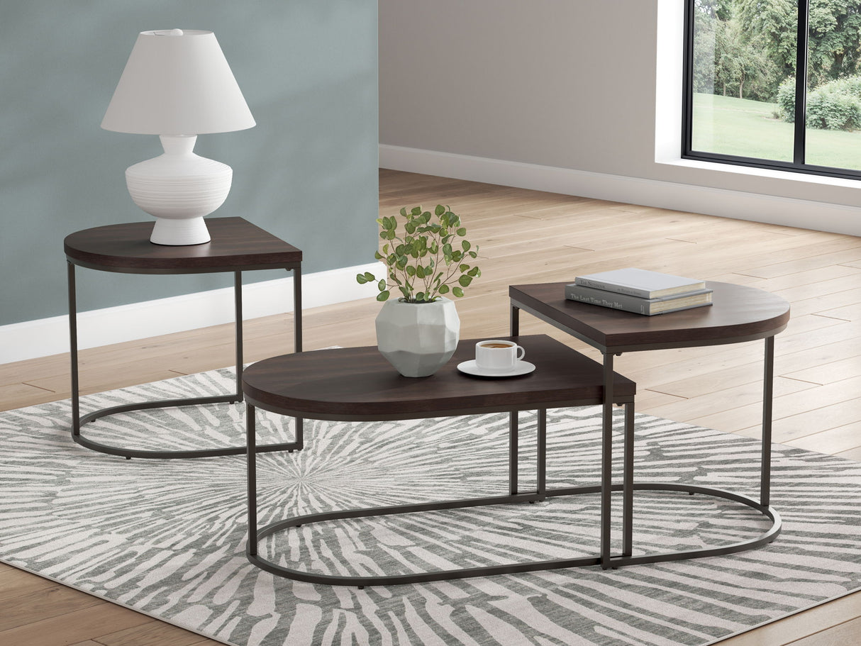 Vanmore - Dark Brown - Occasional Table Set (Set of 3)