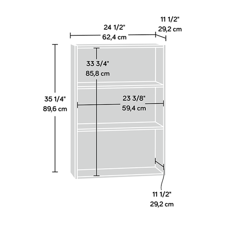 Beginnings 3-Shelf Bookcase in Brook Cherry – Compact Wood Bookcase with 2 Adjustable Shelves and Enclosed Back Panel for Versatile Storage