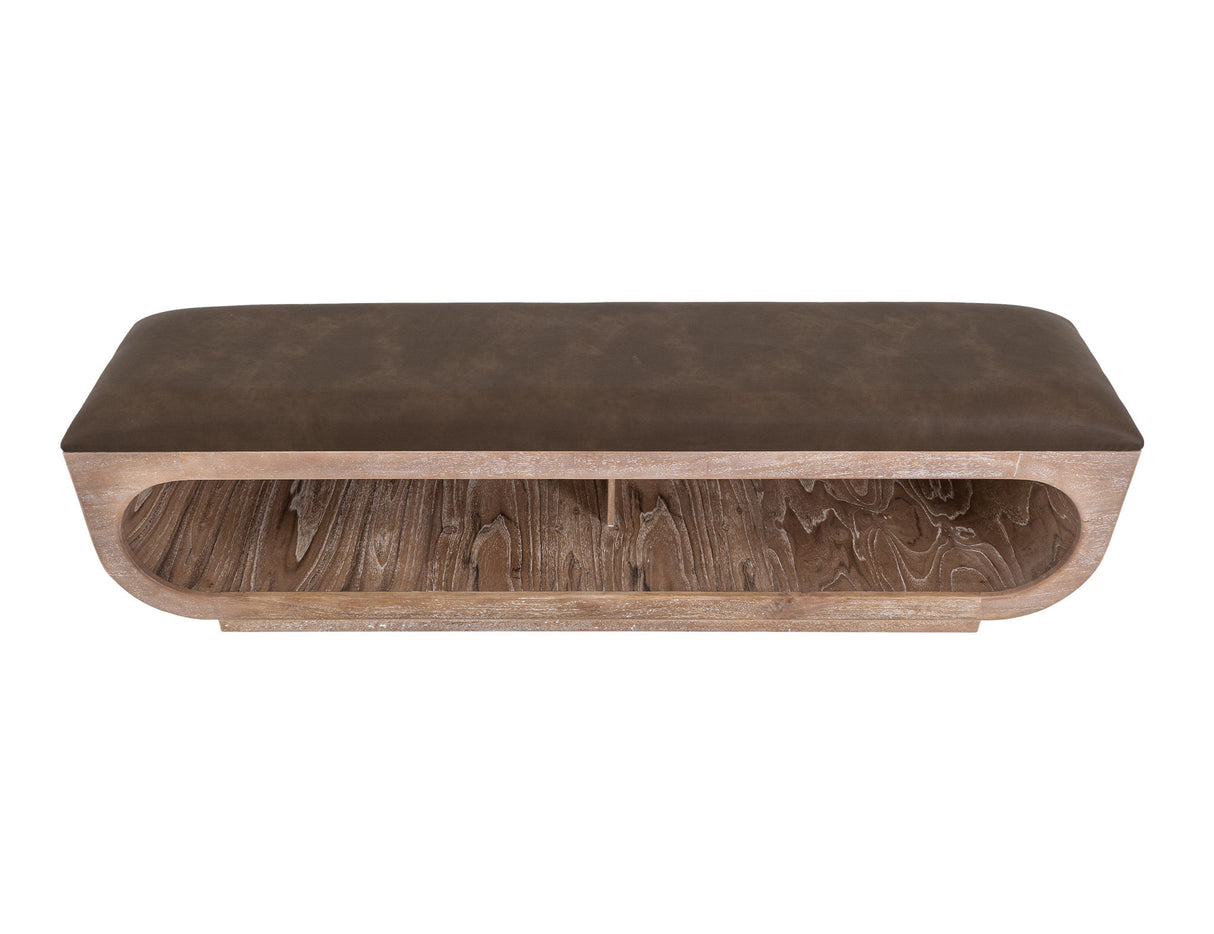 White Balam - Wooden Bench With Cushioned Seat - Ivory White