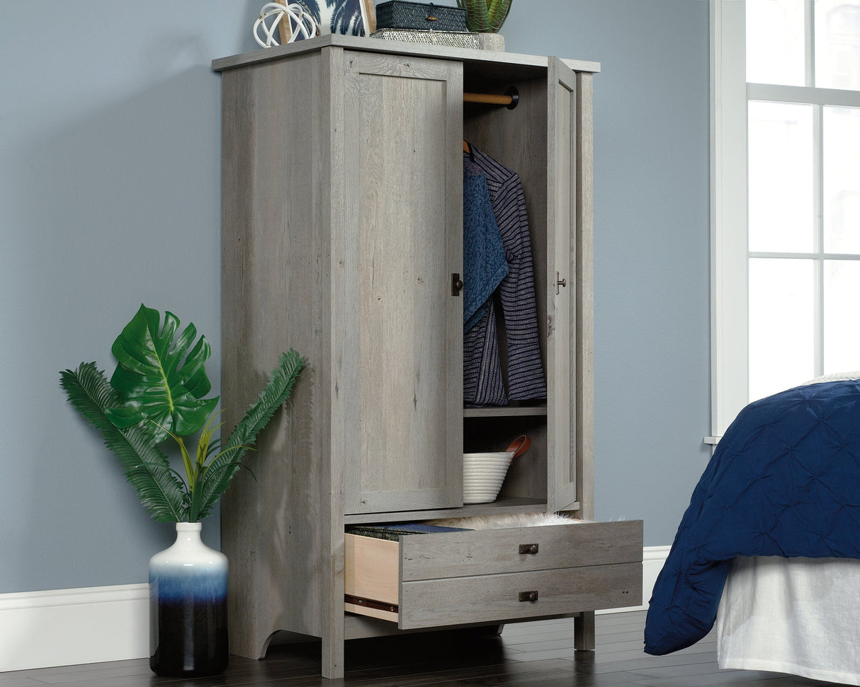 Cottage Road Armoire Mystic Oak with Garment Rod, Adjustable Shelf, and Lower Storage Drawer for Bedroom Organization