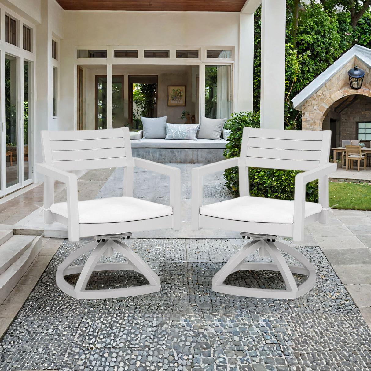Outdoor Patio Swivel Rocker With Outdoor Grade Sunbrella Fabric Cushions (Set of 2) - Grayish