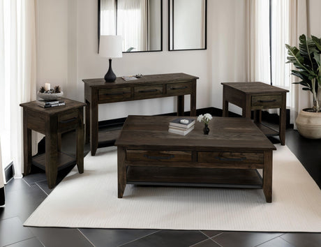 Dark Teak - End Table - Oil Black