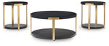 Shylore - Black / Brass Finish - Occasional Table Set (Set of 3)