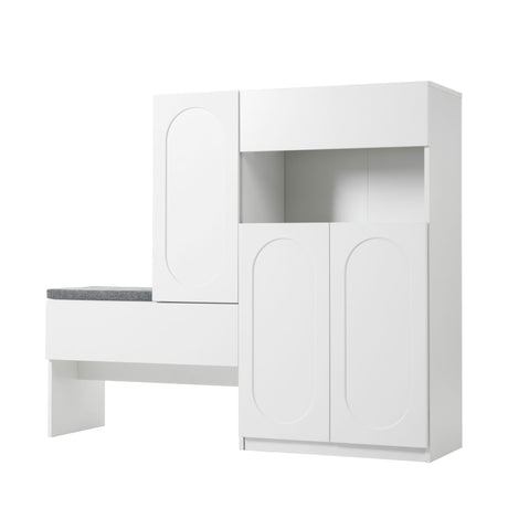 Elegant 2 In 1 Shoe Cabinets With Soft Cushion Versatile Shoe Rack Organizer With Adjustable Shelves
