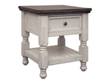 Stone - End Table With 1 Drawer And Shelf - Antiqued Ivory / Weathered Gray