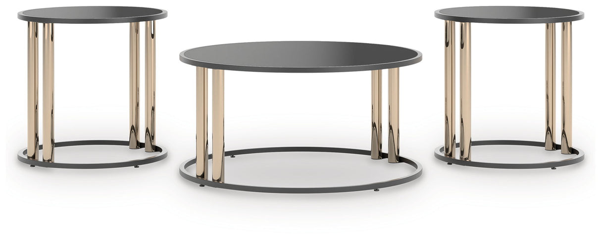 Hannerly - Black / Gold Finish - Occasional Table Set (Set of 3)