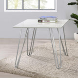 Harley - Hairpin Leg Square End Table - White And Chrome