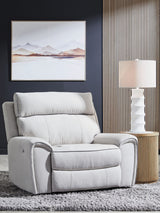 Social Pointe - Pearl / Ash - Power Recliner / Adjustable Headrest