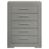 Ives - 5-Drawer Bedroom Chest Of Drawers - Gray High Gloss