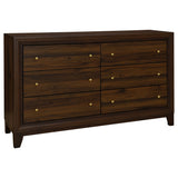 Welsley - 6-Drawer Dresser Cabinet - Walnut