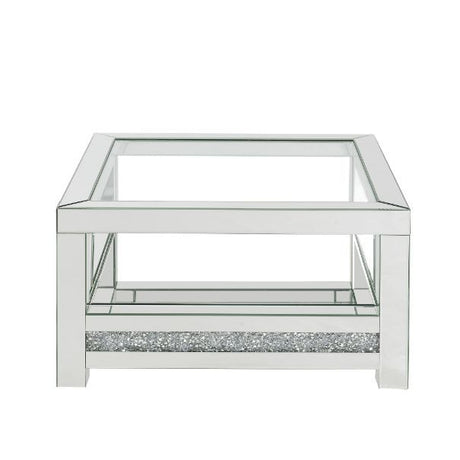 Noralie - Coffee Table With Glass Top - Mirrored - Wood - 18"