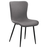 Horizon Upholstered Dining Side Chair Set of 2 in Taupe – Modern Contoured Seat with Grey Linen-Like Fabric & Black Metal Legs for Stylish Dining Rooms