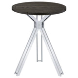 Edgerton - Round Wood Top Bar Table - Dark Oak And Chrome