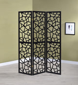 Nailan - 3-panel Open Mosaic Pattern Room Divider - Black