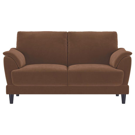 Selma - Velvet Upholstered Crescent Arm Loveseat - Rust