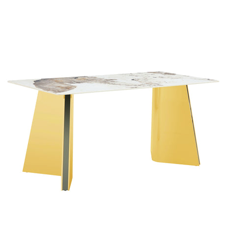 Pandora - Patterned Sintered Stone Dining Table With Stainless Steel Butterfly Legs