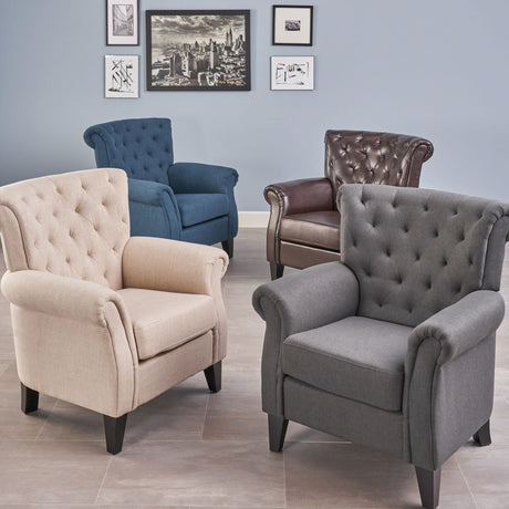 Springfield - Tufted Club Chair Stylish Upholstery - Light Beige