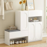 Elegant 2 In 1 Shoe Cabinets With Soft Cushion Versatile Shoe Rack Organizer With Adjustable Shelves