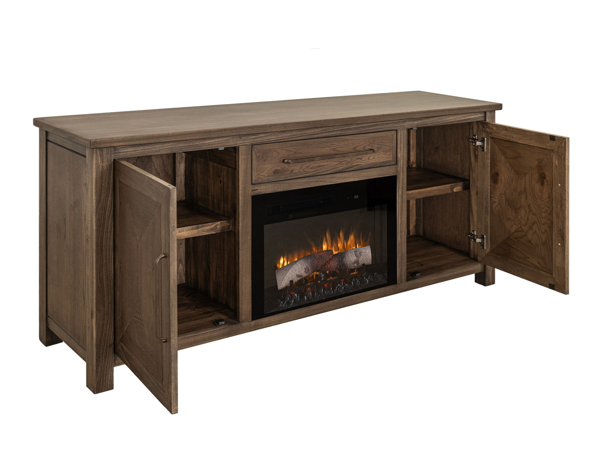 Novus Lodge - 70" Electric Fireplace - Dark Brown