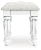 Kozlani - Vanity Upholstered Stool - White