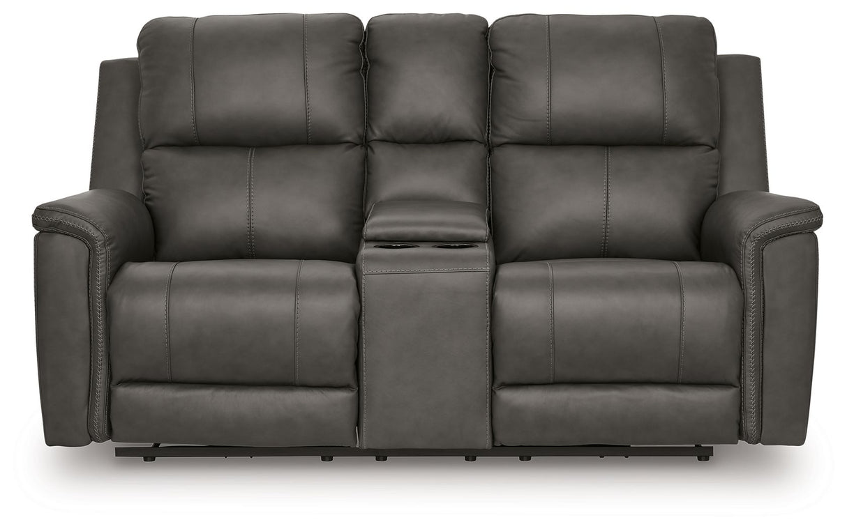 Bleckley - Anchor - Power Reclining Loveseat With Console / Adjustable Headrest
