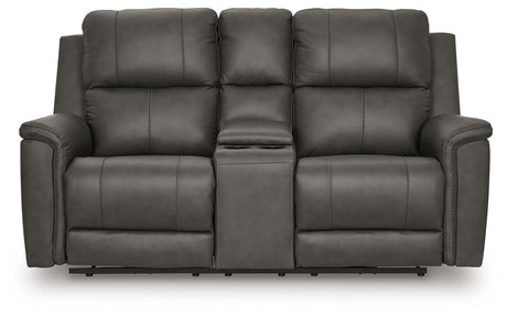 Bleckley - Anchor - Power Reclining Loveseat With Console / Adjustable Headrest