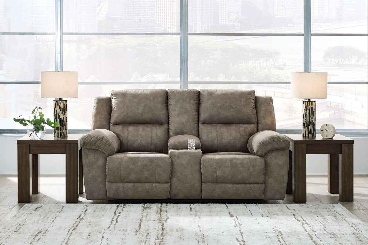 Laresview - Fossil - Dbl Reclining Loveseat With Console
