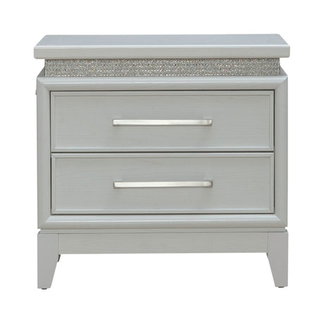 Reflections - Nightstand With Lights and Charging Station - White