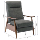 Saugus - Wood Arm Push Back Recliner Modern Fabric With Wood Arms - Charcoal