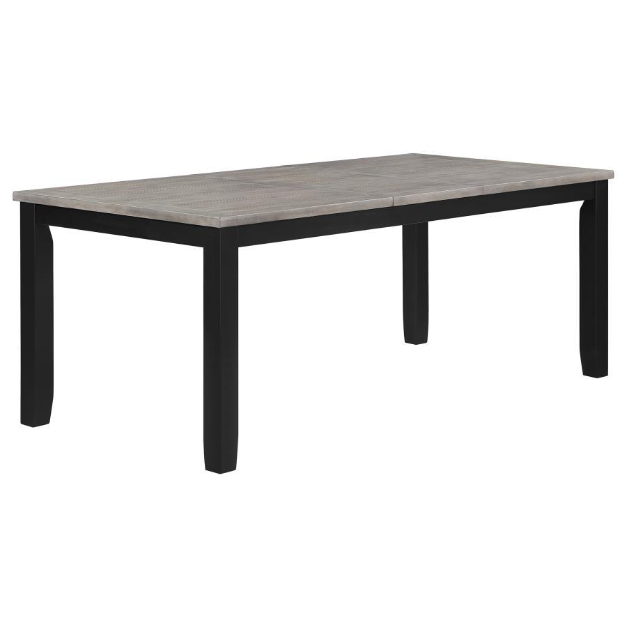 Elodie - Rectangular Dining Table With Extension Leaf - Gray And Black