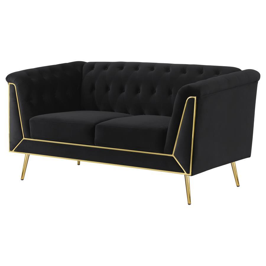 Holly - Tuxedo Arm Tufted Back Loveseat - Black