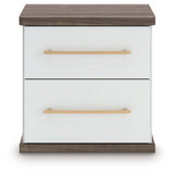Kendanport - Brown / White - Two Drawer Night Stand