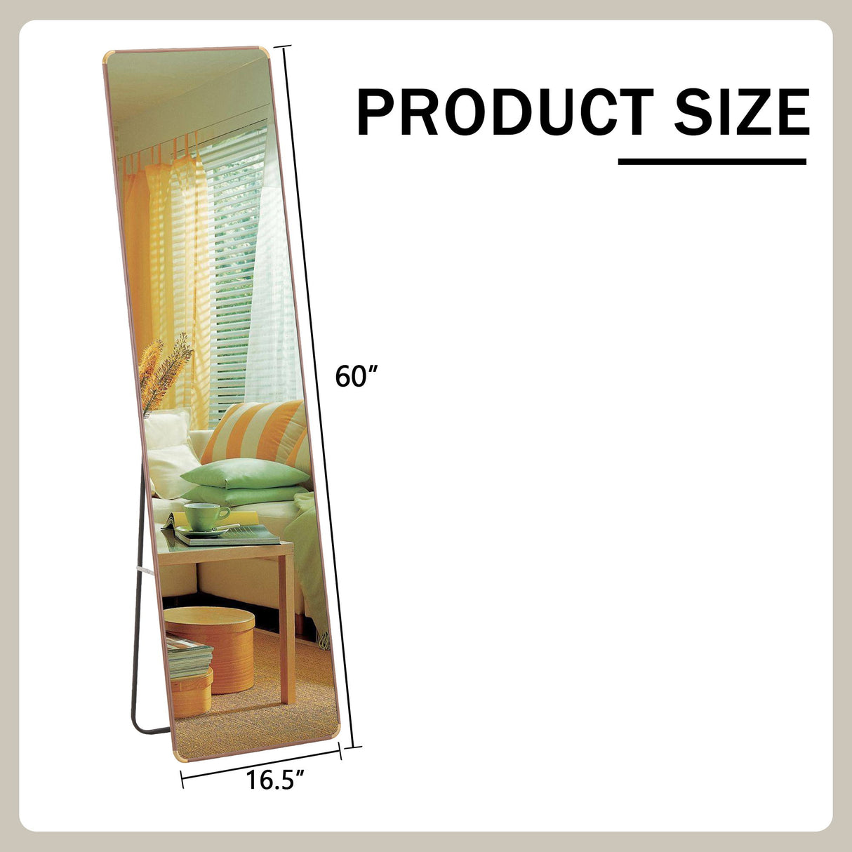 Elegant Flower Pear Color Full Length Mirror With Frame - Transparent