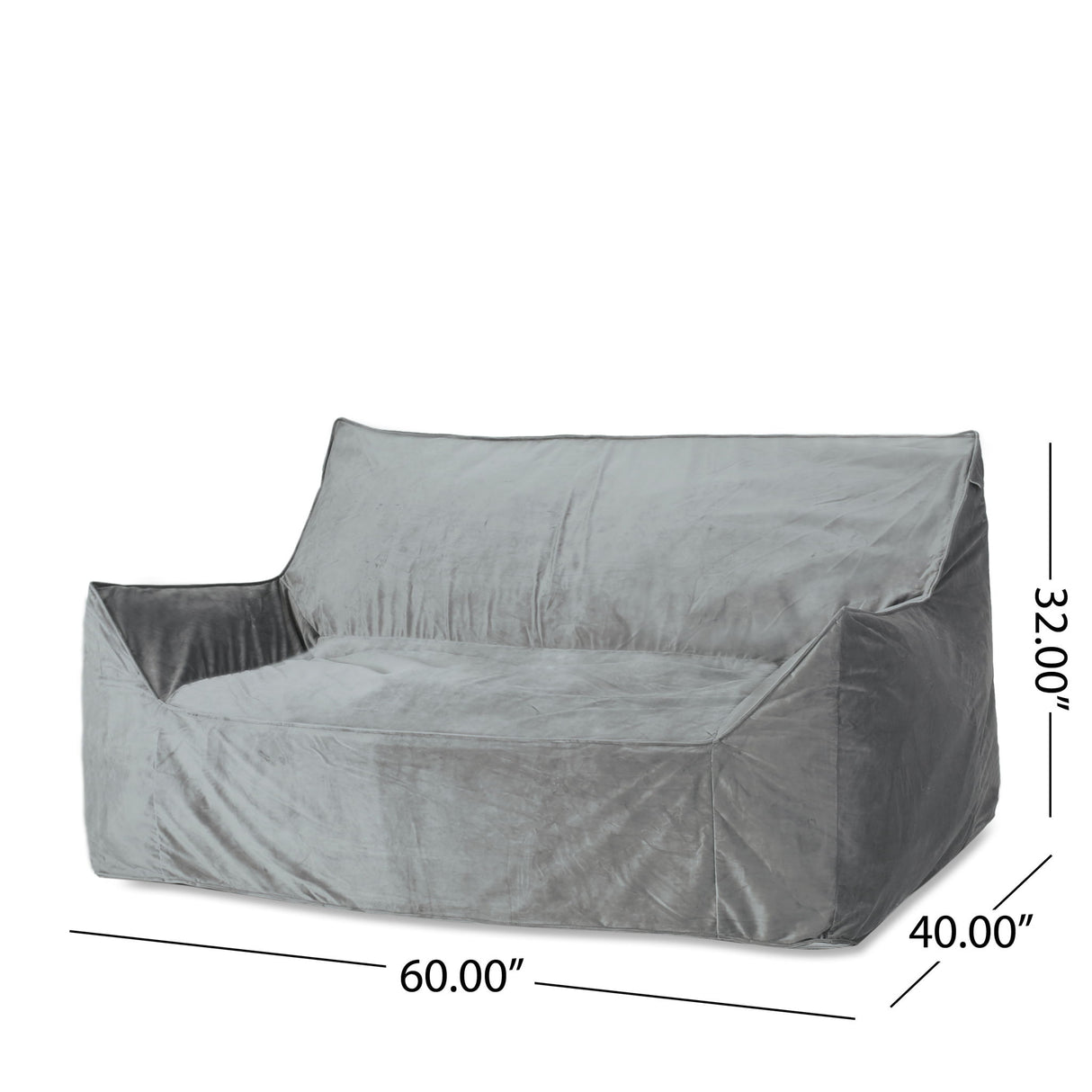Fila - Velveteen Oversized Seater Bean Bag Chair With Armrests