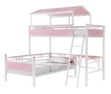 Alexia - Twin Over Twin Workstation Bunk Bed - Pink And White