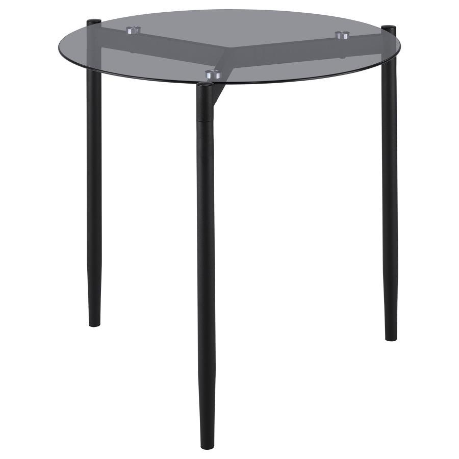 Rosalie - Round Smoked Glass Top End Table Sandy - Black